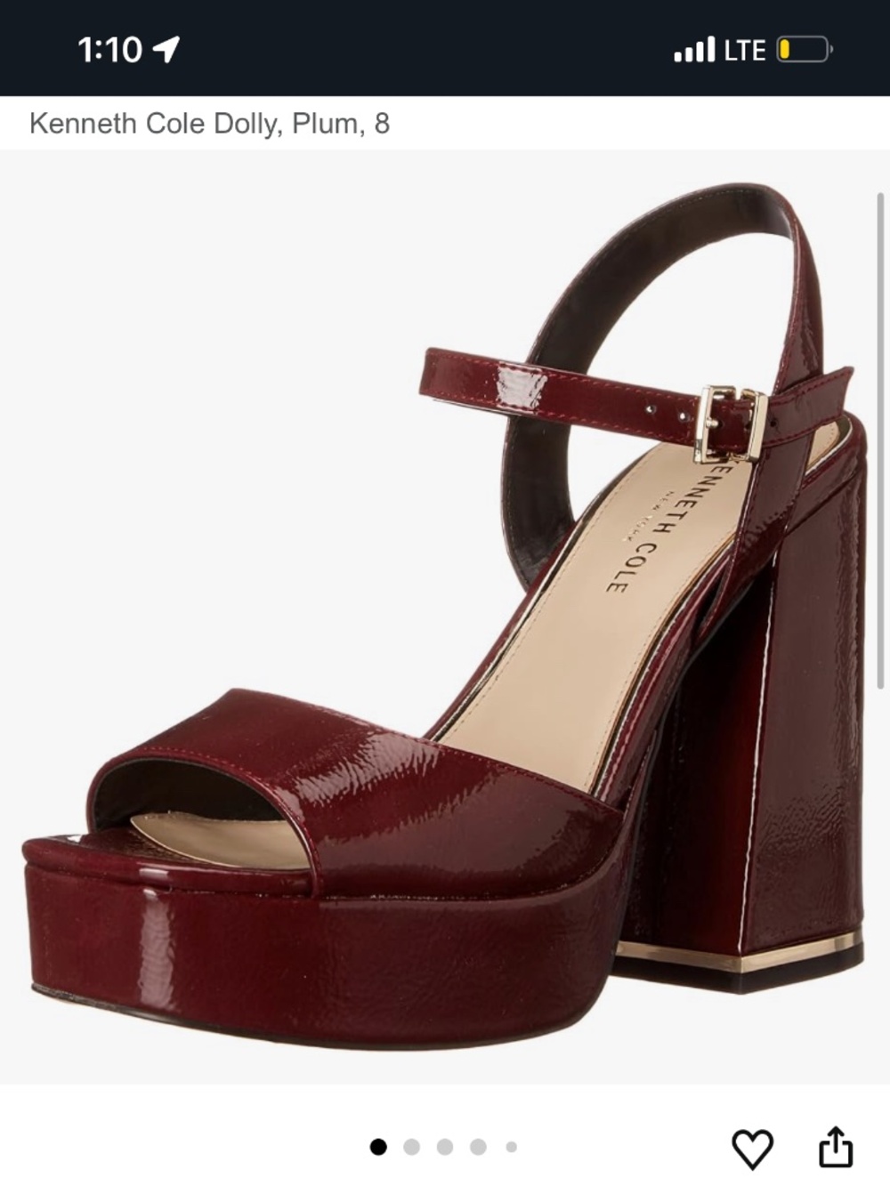 Kenneth Cole Dolly Plum Merlot Burgundy Block Heels Size 8